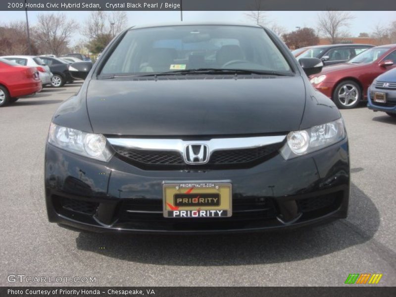 Crystal Black Pearl / Beige 2009 Honda Civic Hybrid Sedan