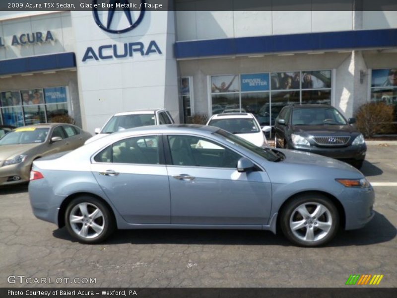 Glacier Blue Metallic / Taupe 2009 Acura TSX Sedan