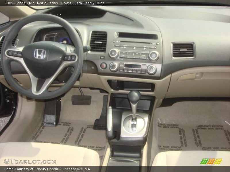 Crystal Black Pearl / Beige 2009 Honda Civic Hybrid Sedan