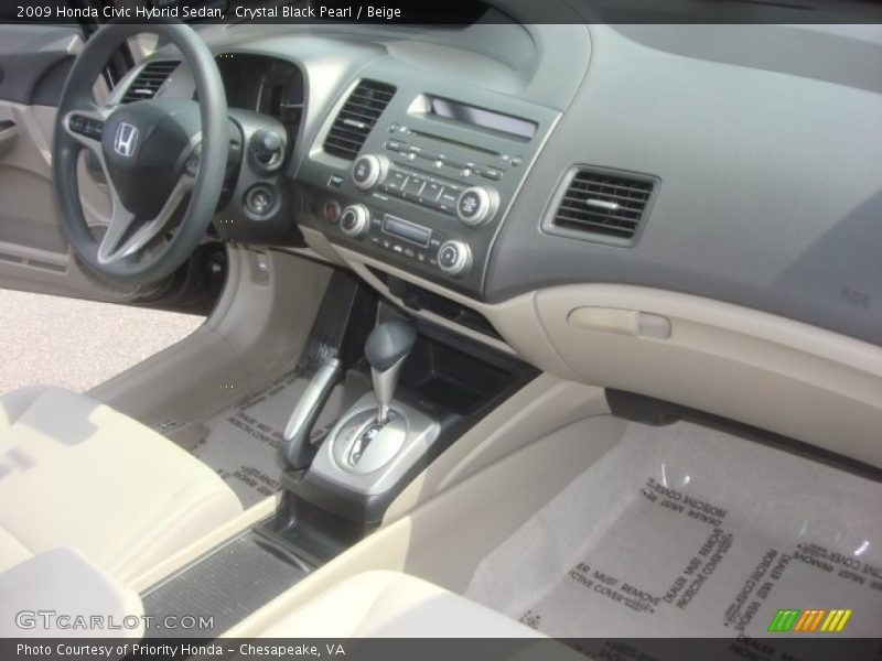 Crystal Black Pearl / Beige 2009 Honda Civic Hybrid Sedan