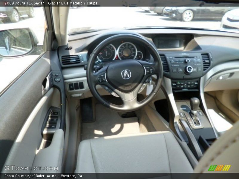 Glacier Blue Metallic / Taupe 2009 Acura TSX Sedan