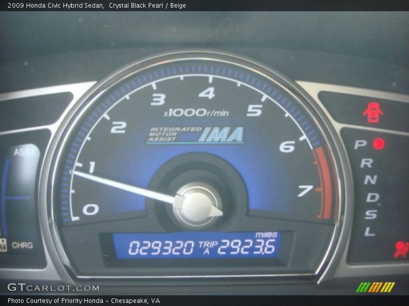 Crystal Black Pearl / Beige 2009 Honda Civic Hybrid Sedan