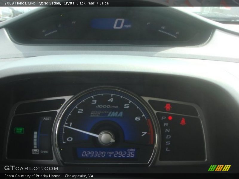 Crystal Black Pearl / Beige 2009 Honda Civic Hybrid Sedan