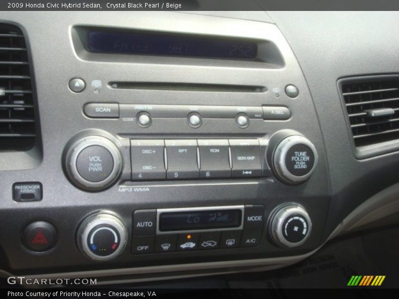 Crystal Black Pearl / Beige 2009 Honda Civic Hybrid Sedan