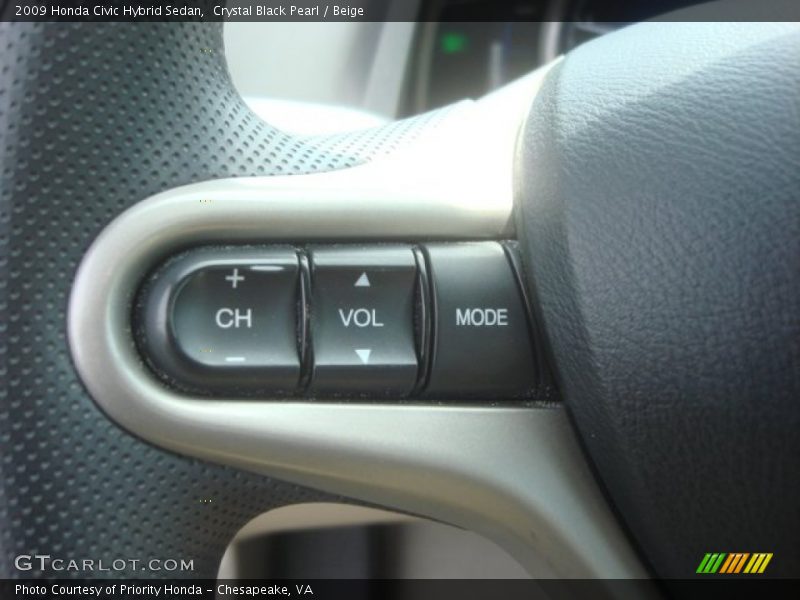 Crystal Black Pearl / Beige 2009 Honda Civic Hybrid Sedan
