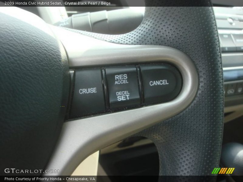 Crystal Black Pearl / Beige 2009 Honda Civic Hybrid Sedan