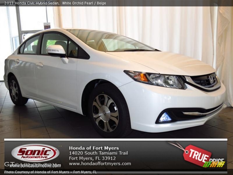 White Orchid Pearl / Beige 2013 Honda Civic Hybrid Sedan