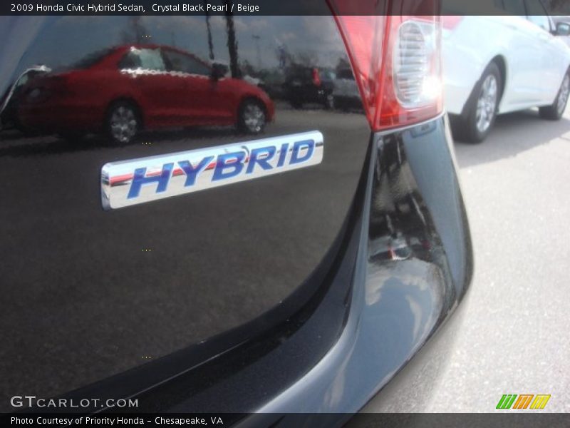 Crystal Black Pearl / Beige 2009 Honda Civic Hybrid Sedan