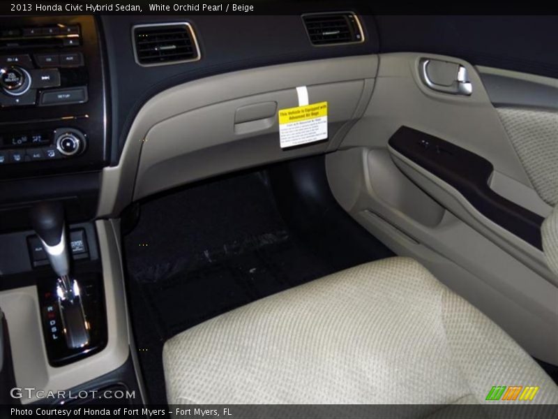 White Orchid Pearl / Beige 2013 Honda Civic Hybrid Sedan