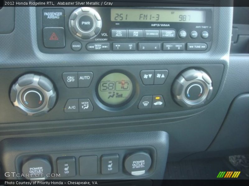Alabaster Silver Metallic / Gray 2012 Honda Ridgeline RTL