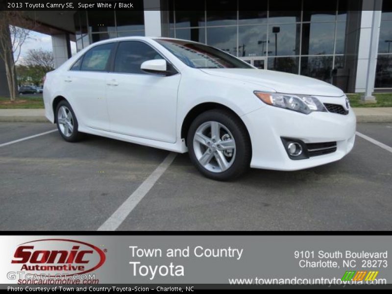 Super White / Black 2013 Toyota Camry SE