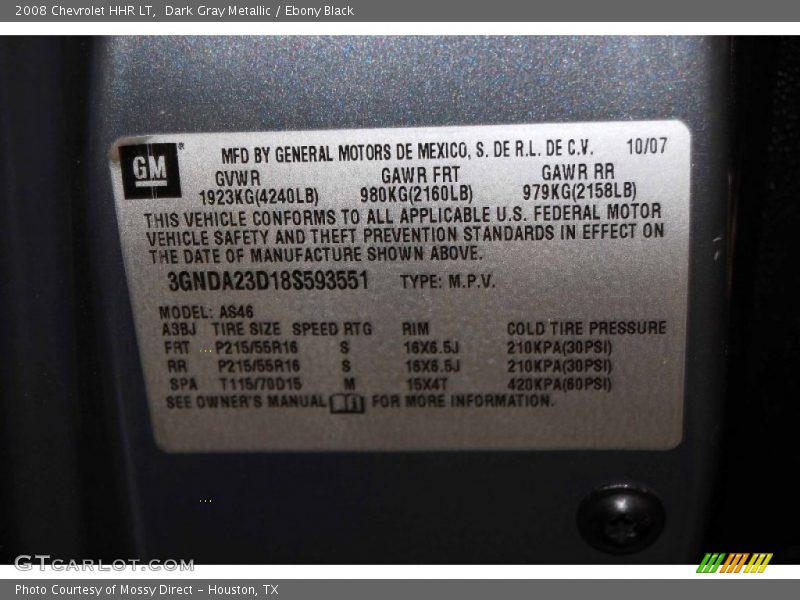Dark Gray Metallic / Ebony Black 2008 Chevrolet HHR LT