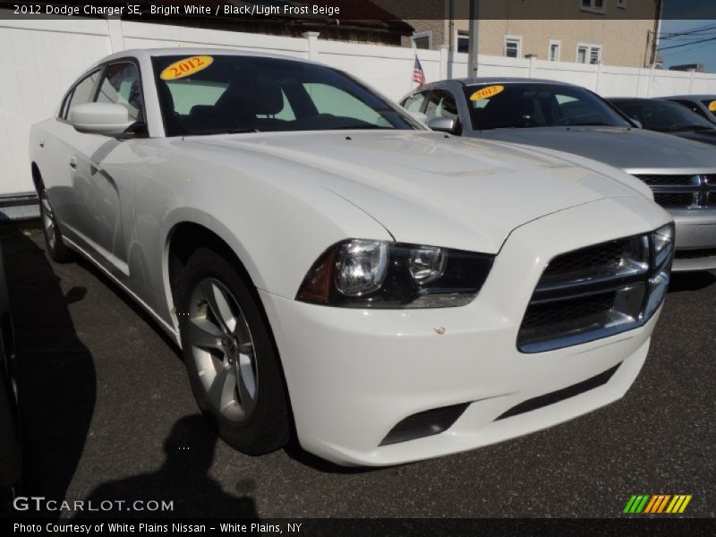 Bright White / Black/Light Frost Beige 2012 Dodge Charger SE