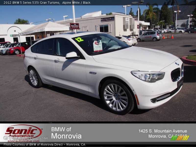 Alpine White / Black 2012 BMW 5 Series 535i Gran Turismo