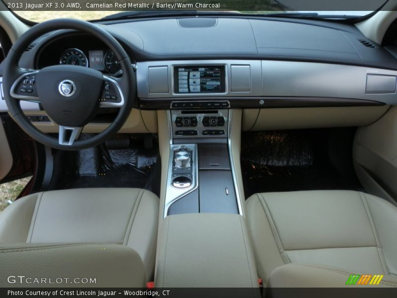 Carnelian Red Metallic / Barley/Warm Charcoal 2013 Jaguar XF 3.0 AWD