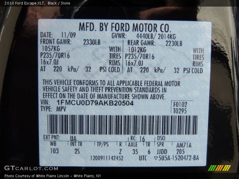 Black / Stone 2010 Ford Escape XLT