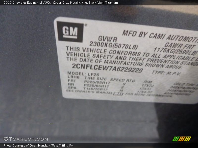 Cyber Gray Metallic / Jet Black/Light Titanium 2010 Chevrolet Equinox LS AWD