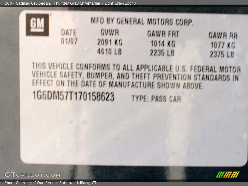 Thunder Gray Chromaflair / Light Gray/Ebony 2007 Cadillac CTS Sedan