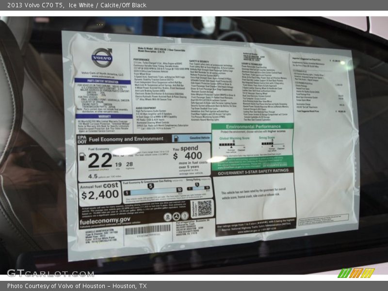 Ice White / Calcite/Off Black 2013 Volvo C70 T5