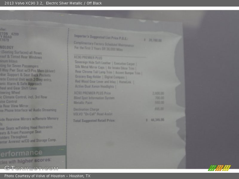 Electric Silver Metallic / Off Black 2013 Volvo XC90 3.2