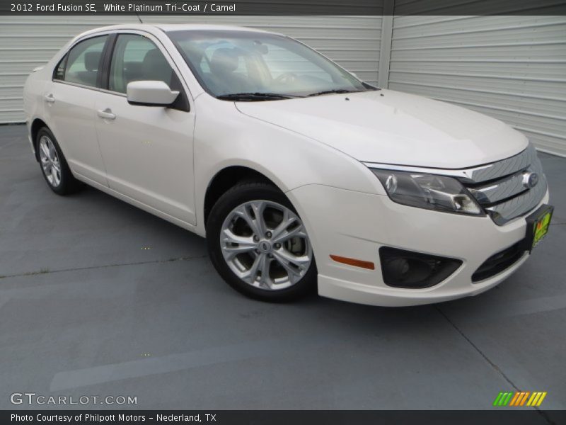 White Platinum Tri-Coat / Camel 2012 Ford Fusion SE