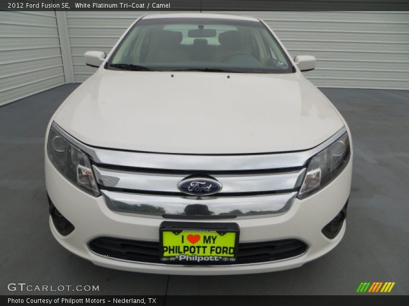 White Platinum Tri-Coat / Camel 2012 Ford Fusion SE