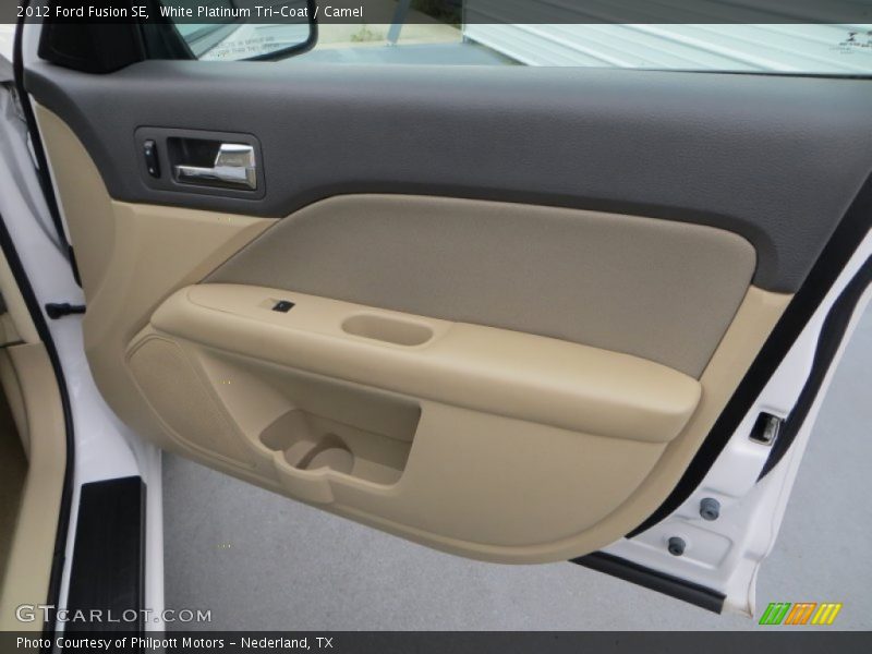 White Platinum Tri-Coat / Camel 2012 Ford Fusion SE