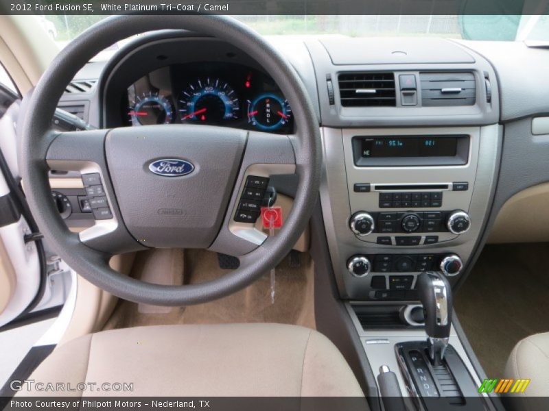 White Platinum Tri-Coat / Camel 2012 Ford Fusion SE