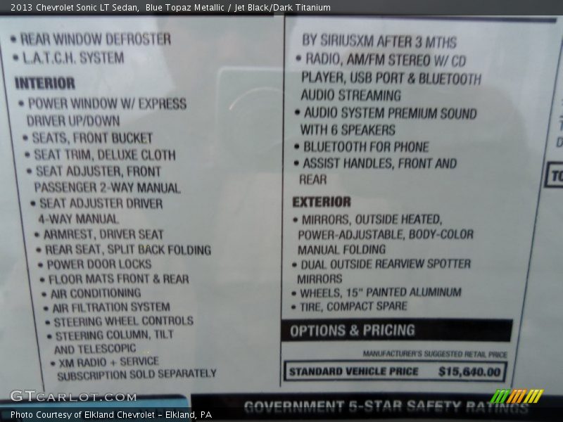 Blue Topaz Metallic / Jet Black/Dark Titanium 2013 Chevrolet Sonic LT Sedan