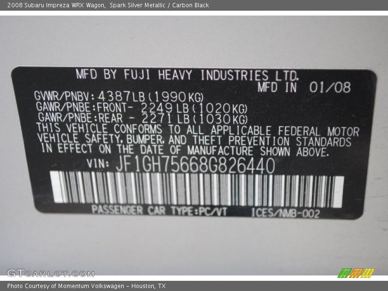 Spark Silver Metallic / Carbon Black 2008 Subaru Impreza WRX Wagon