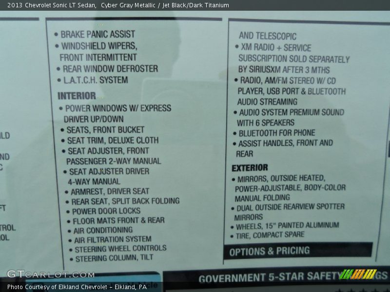 Cyber Gray Metallic / Jet Black/Dark Titanium 2013 Chevrolet Sonic LT Sedan
