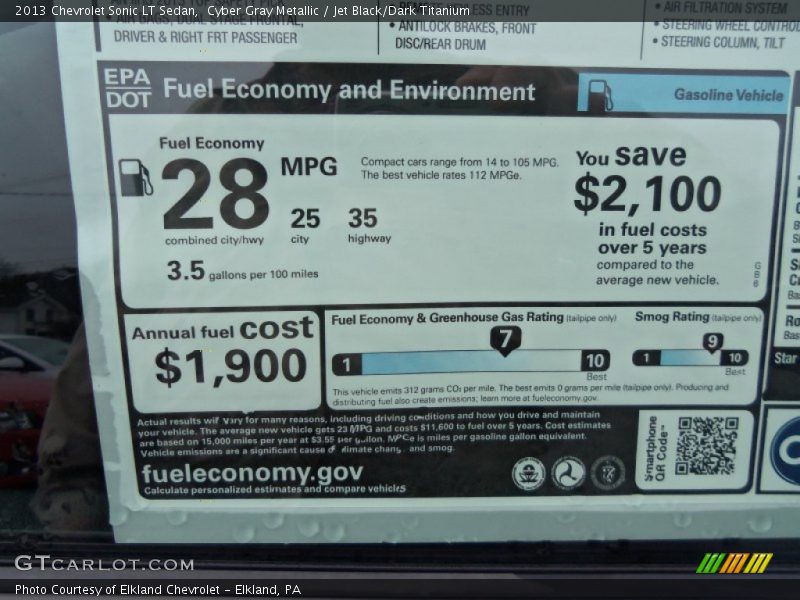 Cyber Gray Metallic / Jet Black/Dark Titanium 2013 Chevrolet Sonic LT Sedan