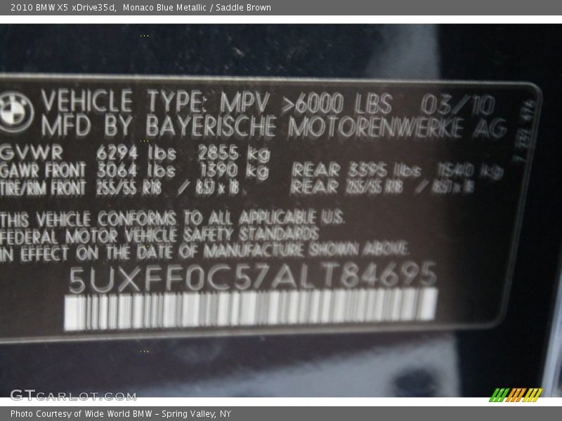 Monaco Blue Metallic / Saddle Brown 2010 BMW X5 xDrive35d