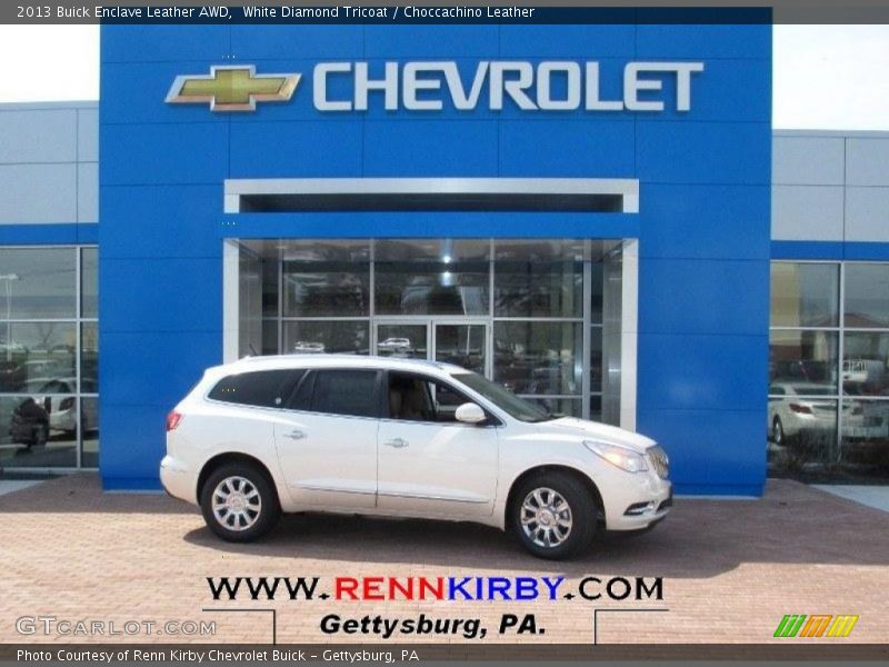 White Diamond Tricoat / Choccachino Leather 2013 Buick Enclave Leather AWD