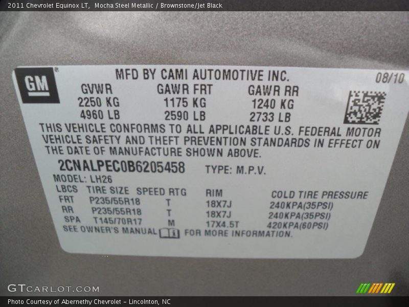 Mocha Steel Metallic / Brownstone/Jet Black 2011 Chevrolet Equinox LT
