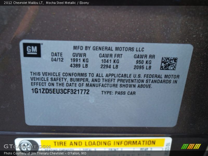 Mocha Steel Metallic / Ebony 2012 Chevrolet Malibu LT