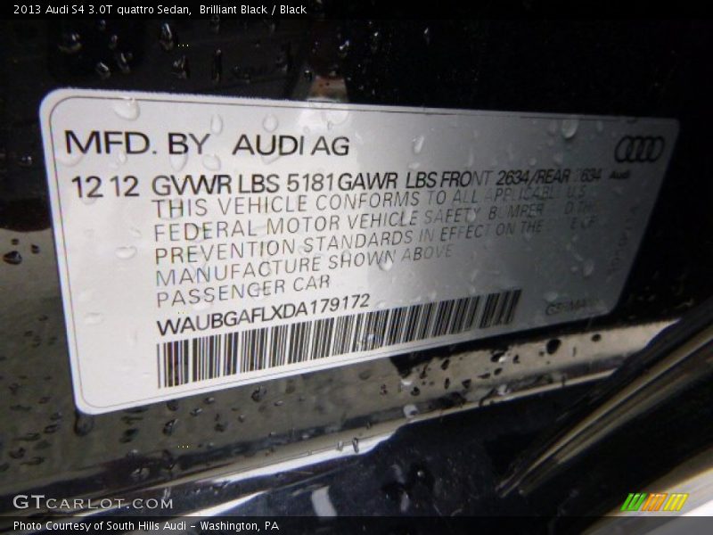 Brilliant Black / Black 2013 Audi S4 3.0T quattro Sedan