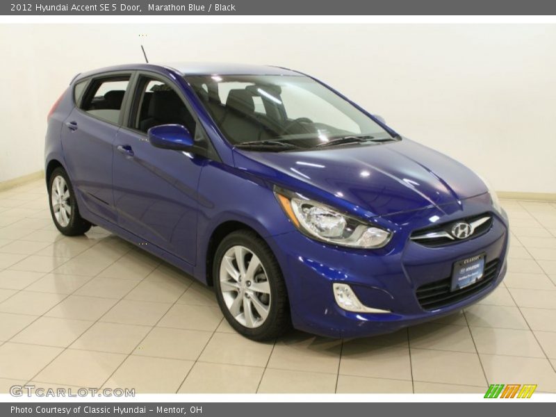 Marathon Blue / Black 2012 Hyundai Accent SE 5 Door