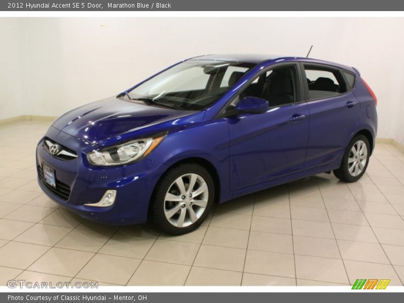 Marathon Blue / Black 2012 Hyundai Accent SE 5 Door