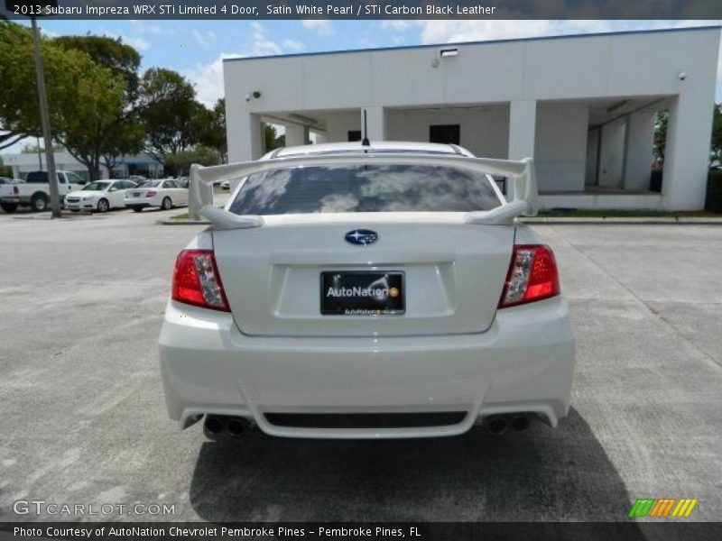 Satin White Pearl / STi Carbon Black Leather 2013 Subaru Impreza WRX STi Limited 4 Door