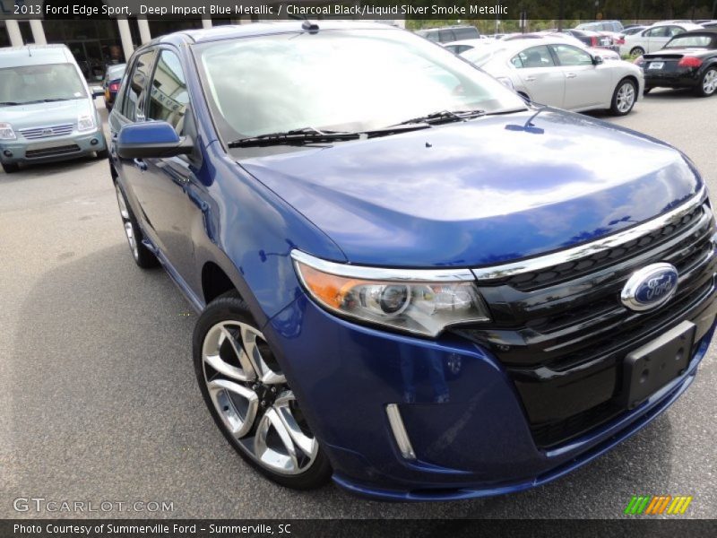 Deep Impact Blue Metallic / Charcoal Black/Liquid Silver Smoke Metallic 2013 Ford Edge Sport