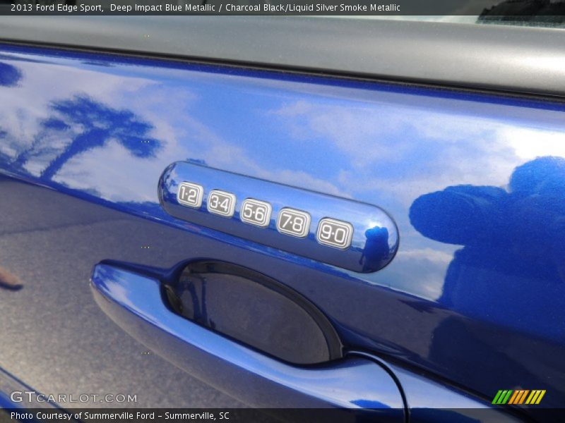 Deep Impact Blue Metallic / Charcoal Black/Liquid Silver Smoke Metallic 2013 Ford Edge Sport