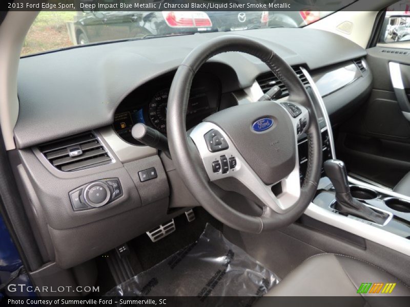 Deep Impact Blue Metallic / Charcoal Black/Liquid Silver Smoke Metallic 2013 Ford Edge Sport