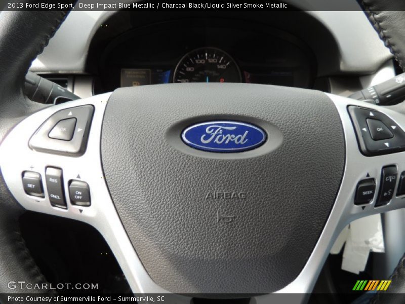 Deep Impact Blue Metallic / Charcoal Black/Liquid Silver Smoke Metallic 2013 Ford Edge Sport