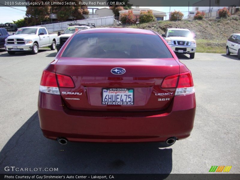 Ruby Red Pearl / Off Black 2010 Subaru Legacy 3.6R Limited Sedan