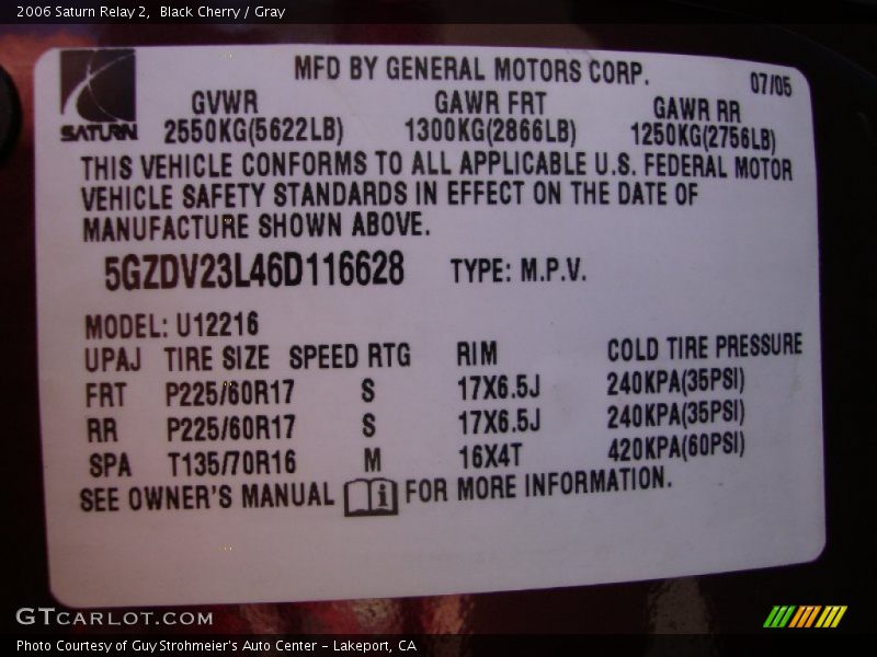Black Cherry / Gray 2006 Saturn Relay 2