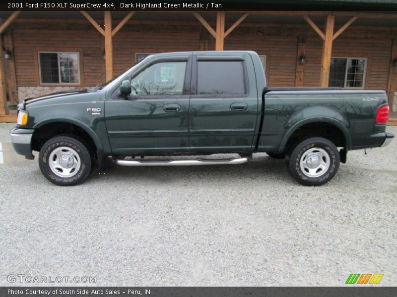 Dark Highland Green Metallic / Tan 2001 Ford F150 XLT SuperCrew 4x4