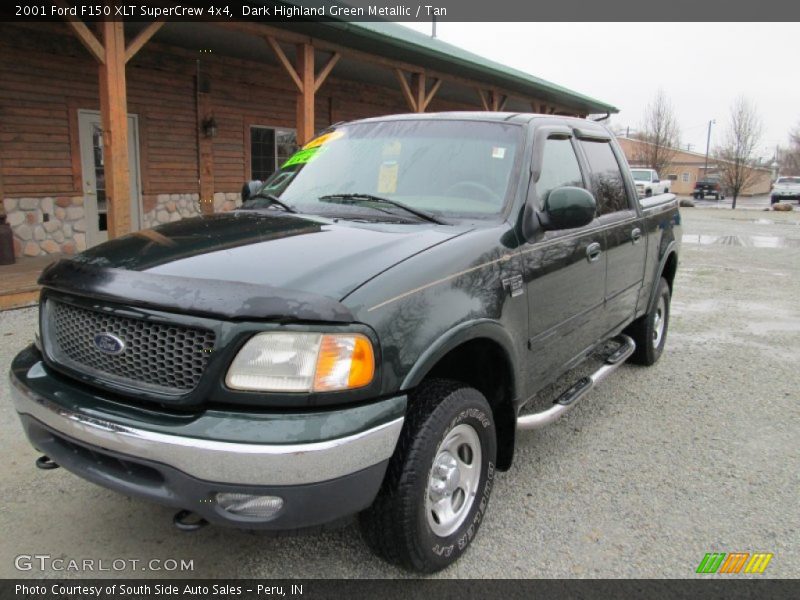 Dark Highland Green Metallic / Tan 2001 Ford F150 XLT SuperCrew 4x4