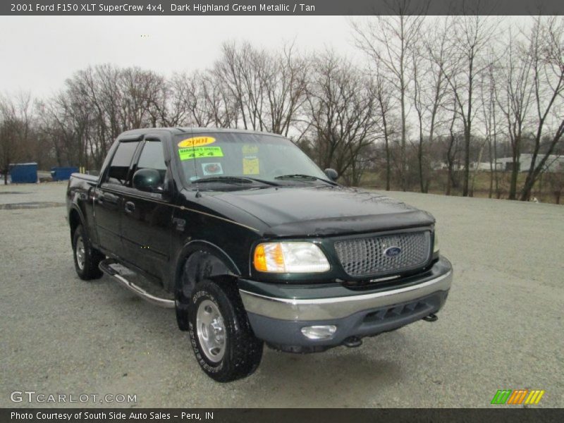 Dark Highland Green Metallic / Tan 2001 Ford F150 XLT SuperCrew 4x4