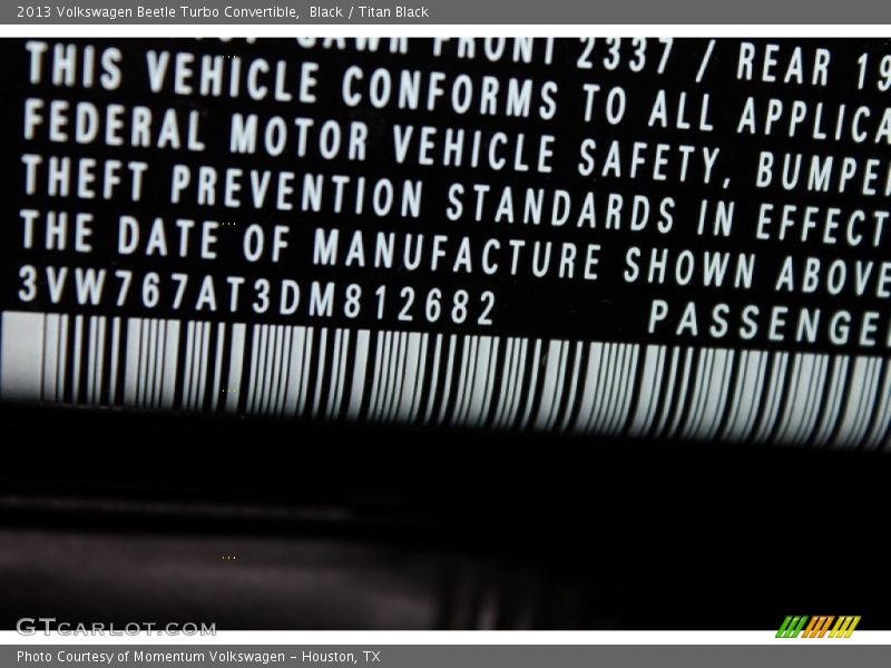 Black / Titan Black 2013 Volkswagen Beetle Turbo Convertible
